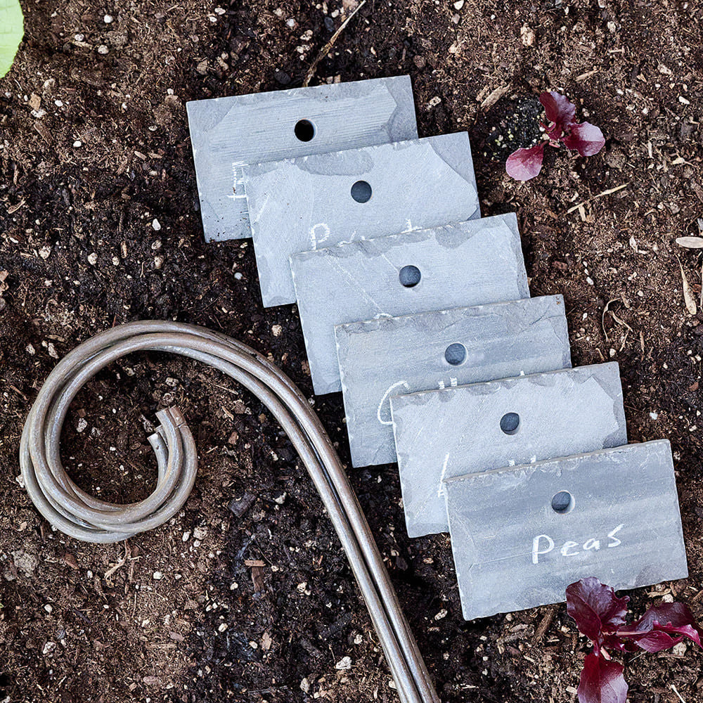 Slate Stone Garden Labels with Steel Stakes (6 pcs)