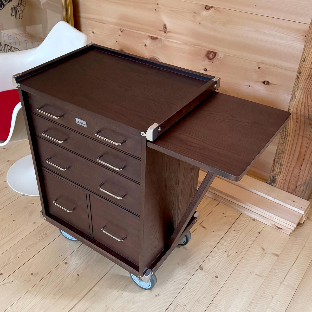 Gerstner International Dark Oak Rolling Cabinet
