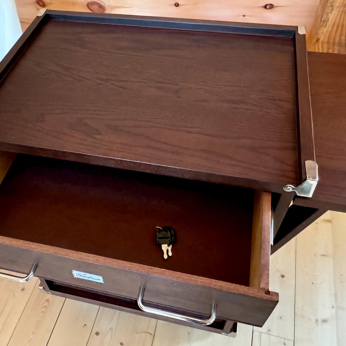 Gerstner International Dark Oak Rolling Cabinet