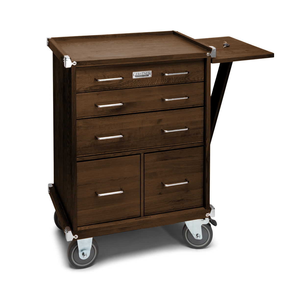 Gerstner International Dark Oak Rolling Cabinet