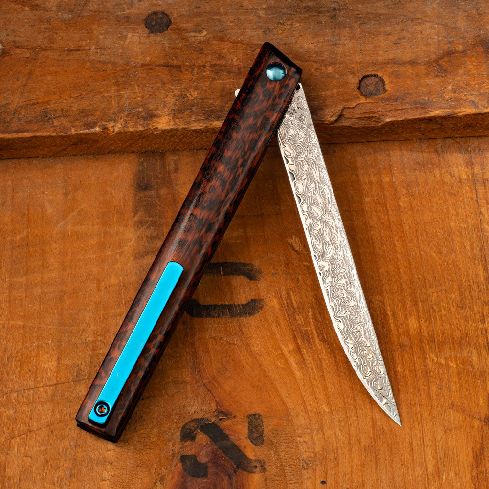 Damascus Pen Knife Wood Handle