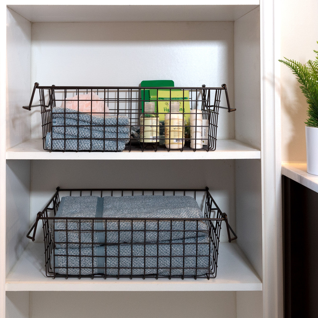 2-Piece Stackable Wire Basket Set