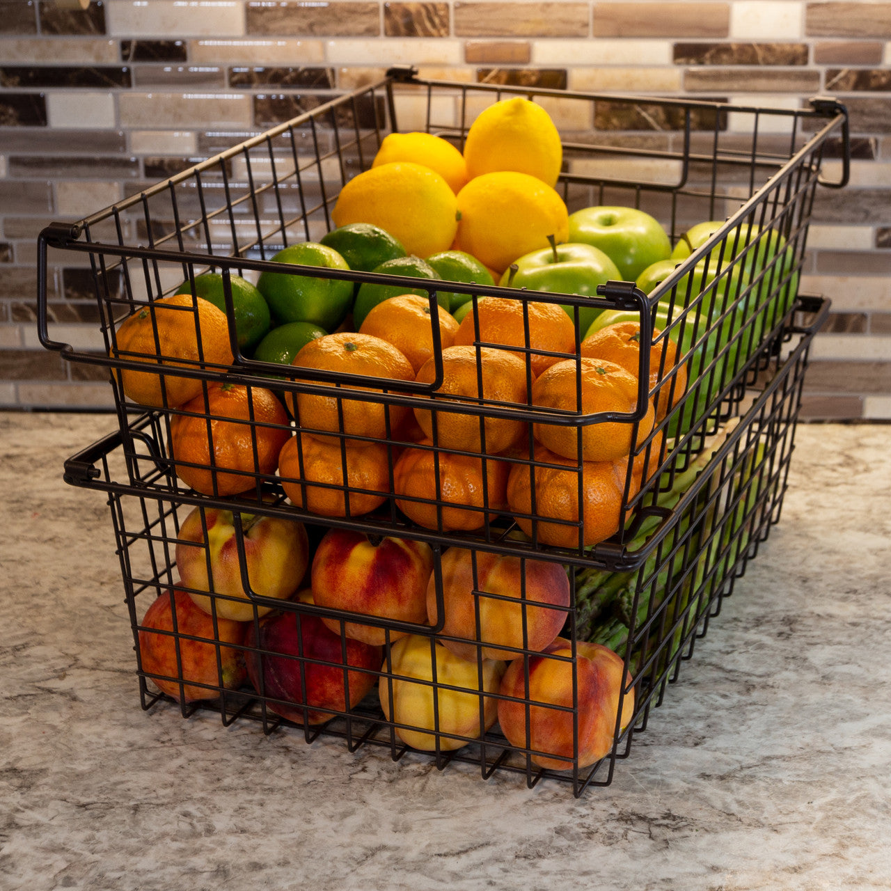 2-Piece Stackable Wire Basket Set