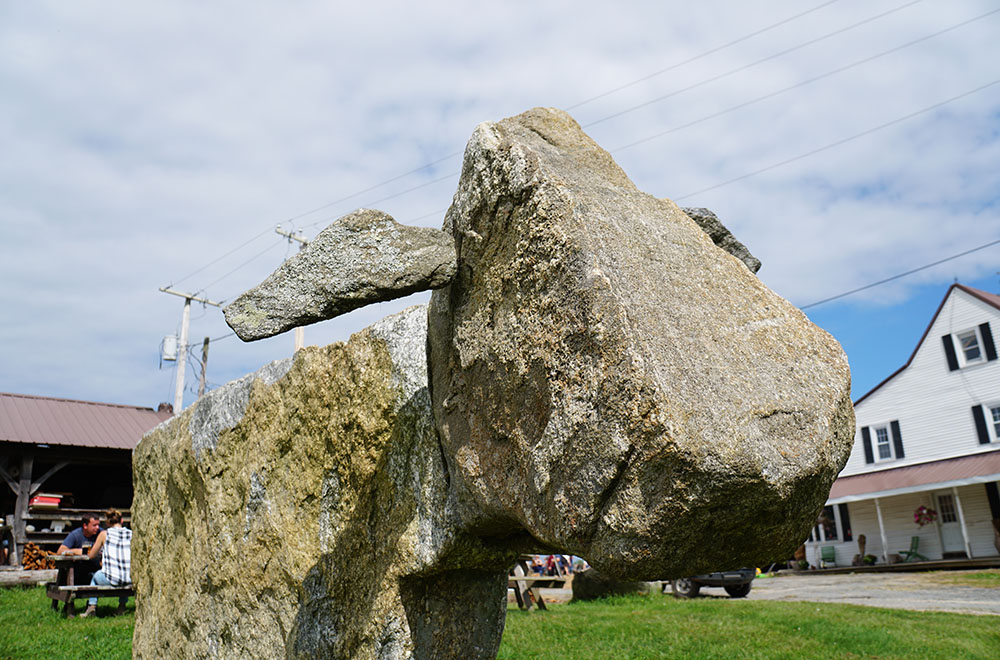 stone cow sculpture