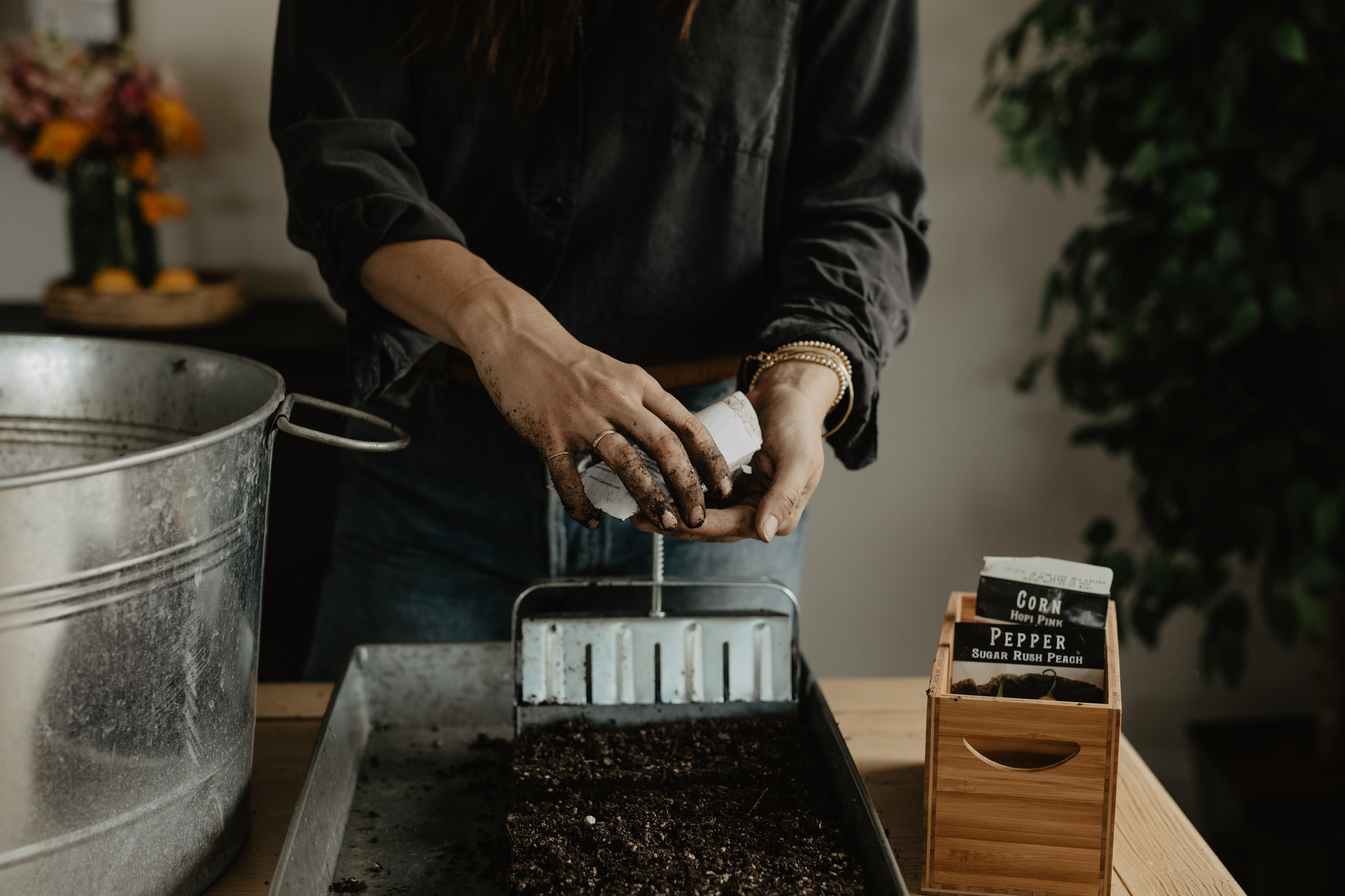 Adding Seeds into Soil before Soil Blocking