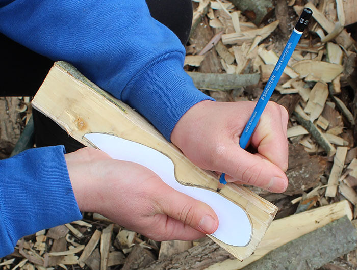 Prepare Butter knife- draw template on wood