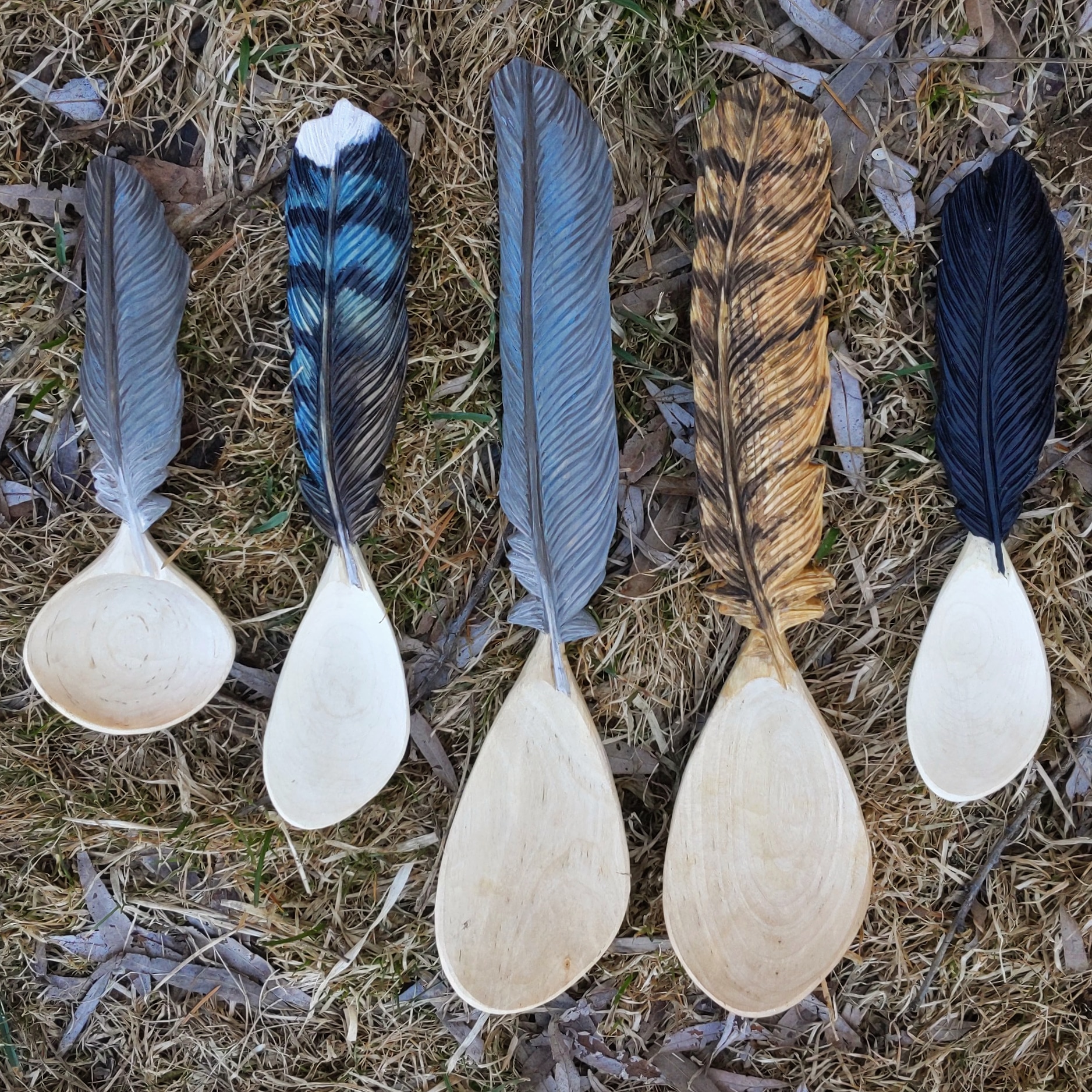 Finished Painted Wooden Spoons with Milk Paint