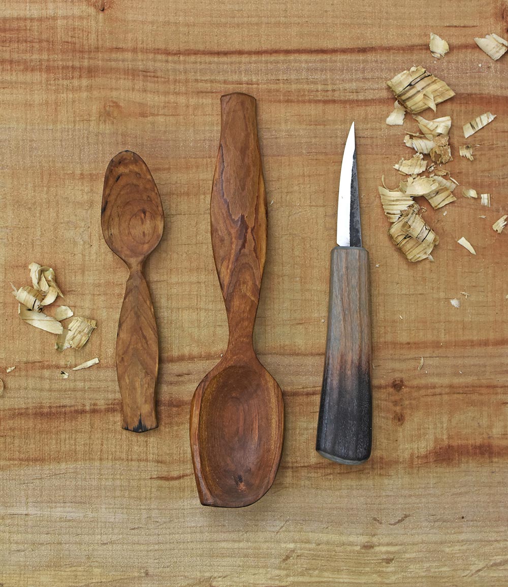 Wooden spoon and knife